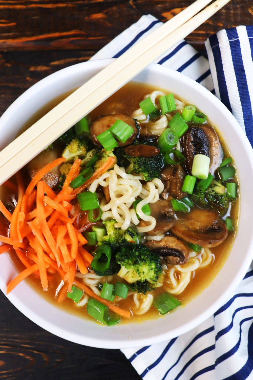 Mushroom and Broccoli Ramen Noodle Soup