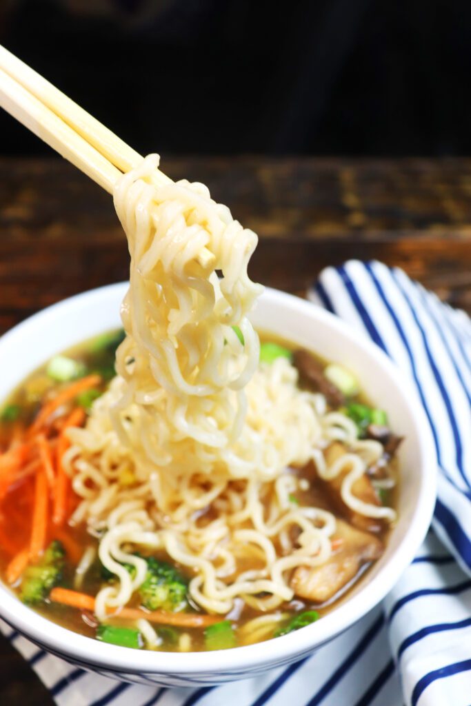 Mushroom and Broccoli Ramen Noodle Soup